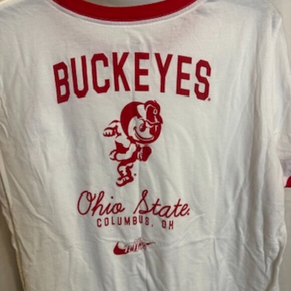 Nike Ohio State Buckeyes Ringer Tee – White & Red Brutus Graphic T-Shirt, Size L - Picture 4 of 4